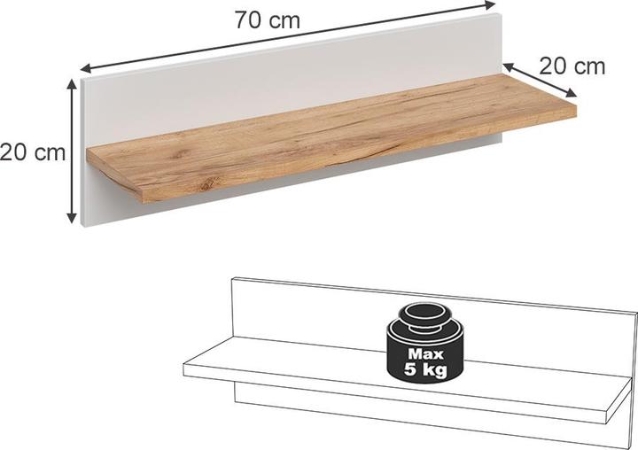 Actual product image VitaliSpa Wandregal Kinderzimmer Malia, Weiss/Artisan, 70 x 20 cm