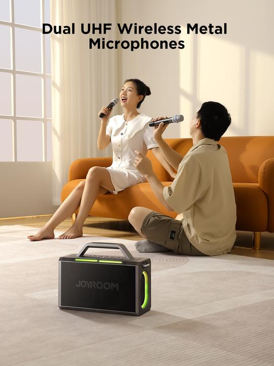 Actual product image Joyroom Pies Series JR-MW03 Wireless Karaoke Speaker with 2 Microphones and Remote Control - Black (20 h)