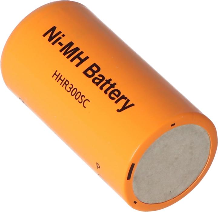 Actual product image Panasonic SUB-C HHR300SC NiMH Battery Flattop Dimensions 22,2x42,5mm (1 pcs., Sub-C, 3000 mAh)