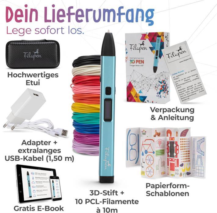 Produktbild Filapen 3D Stift mit 10 Filamenten