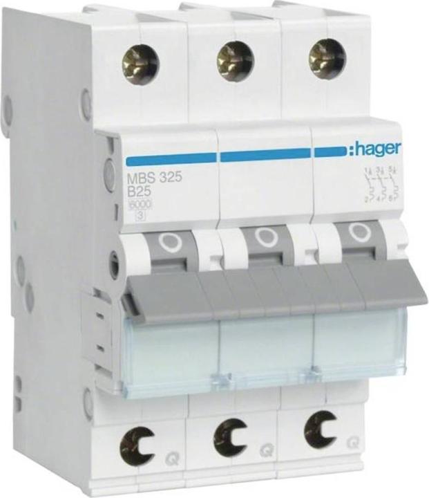 Image du produit Hager LE MBS325. Courant nominal : 25 A, Fréquence d'entrée AC : 50/60 Hz. Type : B-type, quantité de