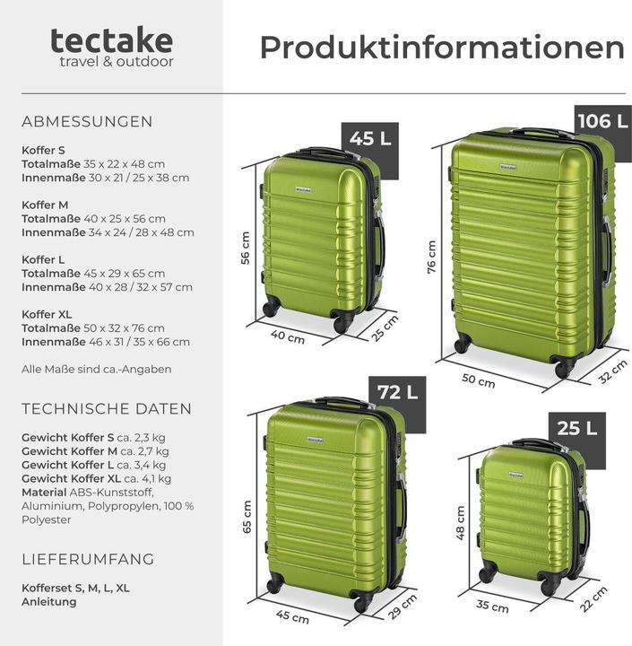 Produktbild tectake Hartschalenkofferset (106 l)
