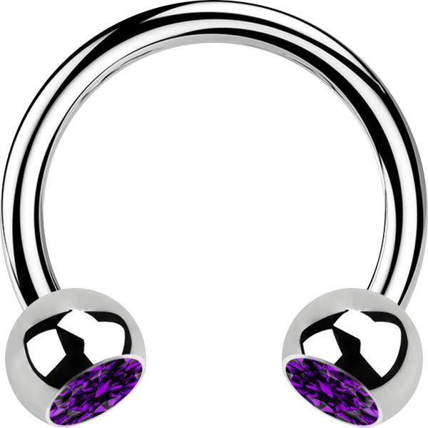 Immagine prodotto Star Piercing Micro Circular Barbell argento con due sfere di cristallo viola (senza ottone, Acciaio chirurgico 316L)