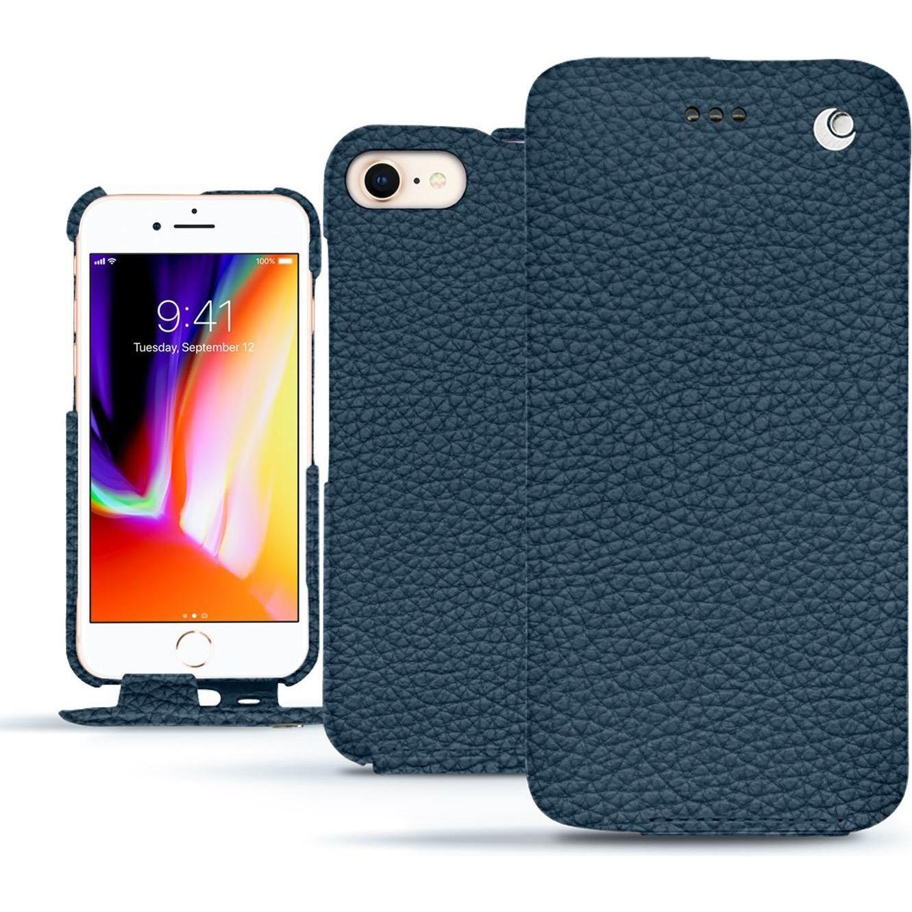 Noreve Lederschutzhülle vertikal (Apple iPhone 8), Smartphone Hülle, Blau