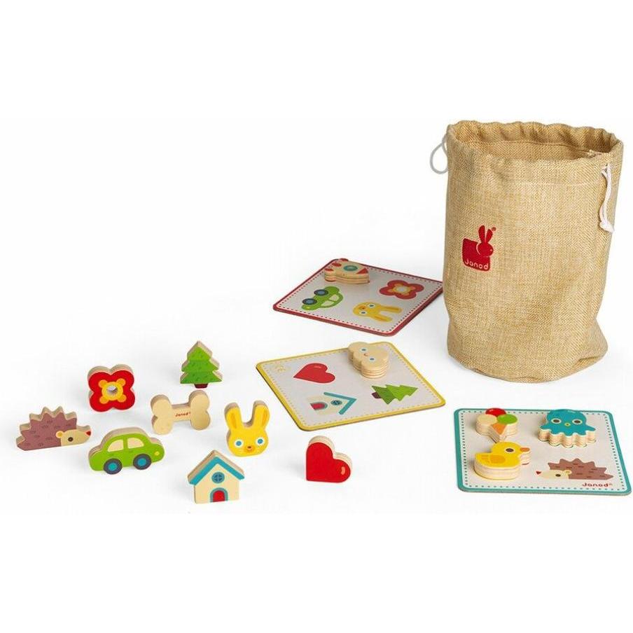 Janod J05318 Memory-Tastspiel, lehrreiches Familienspiel, für Kinder ab 3 Jahren (Deutsch, Französisch, Italienisch, Eng...