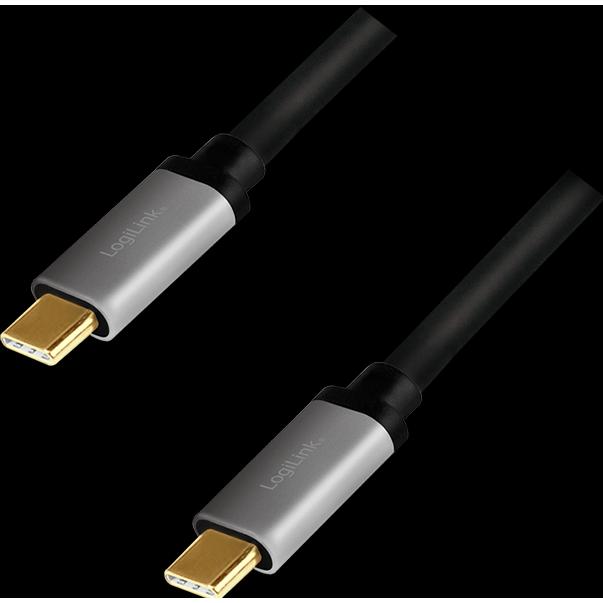 Thumbnail - LogiLink USB 3.2 Gen 2 cable, C/M to C/M, 4K/60Hz, PD,alu CUA0107 1 m, USB-C male, USB-C male (1 m, USB 3.2 Gen 2), USB ...