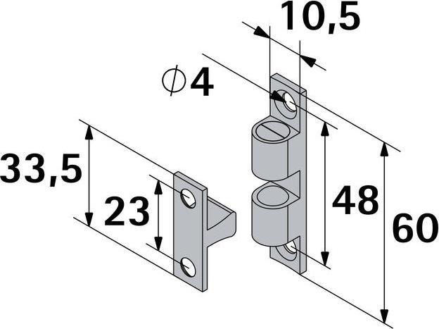 Produktbild Hettich Kugelschnäpper 60 x 11 x 11 mm