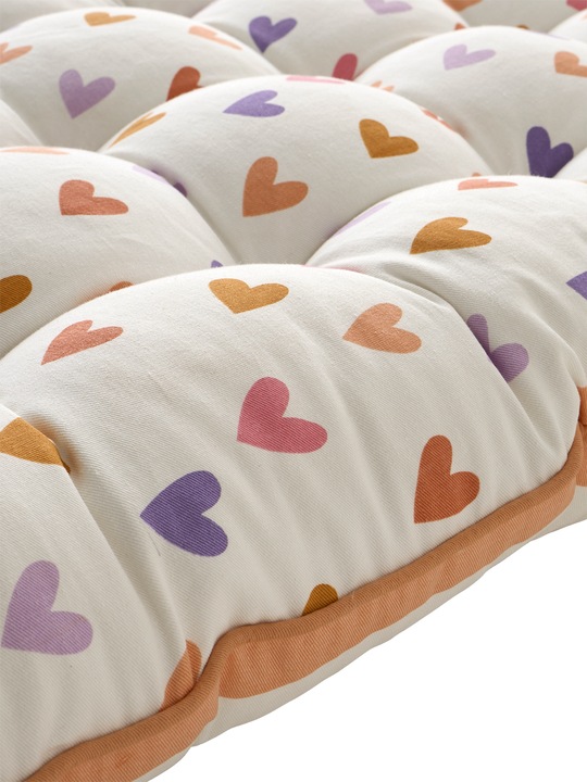Image du produit Vertbaudet Matelas de sol pour chambre d'enfant POP avec coeurs et rayures, réversible (60 x 120 cm)