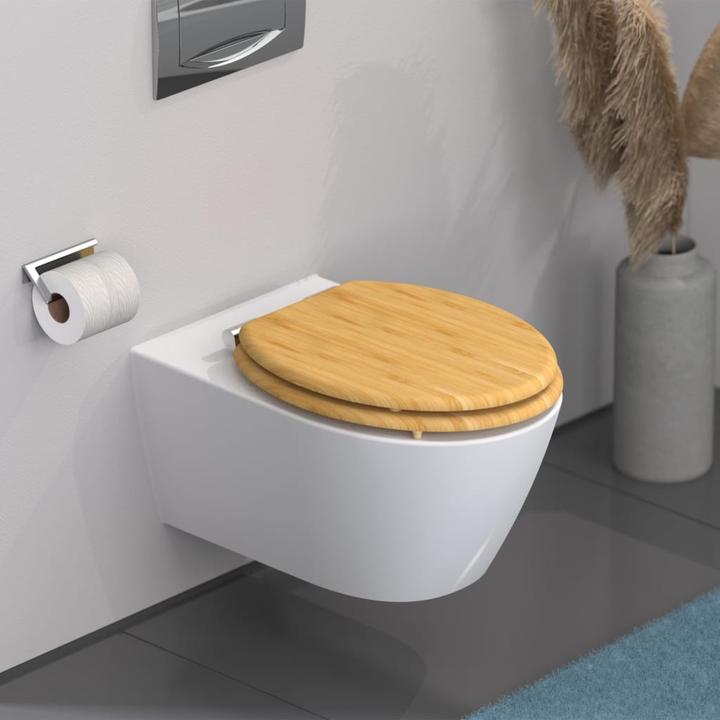 Actual product image Schütte WC seat WC seat NATURAL BAMBOO Bamboo soft-close mechanism 81101-A Brown