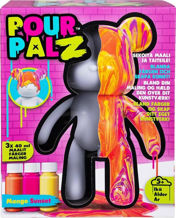 Actual product image Pour Palz - DIY Paint Bear collectible - Mango Sunset