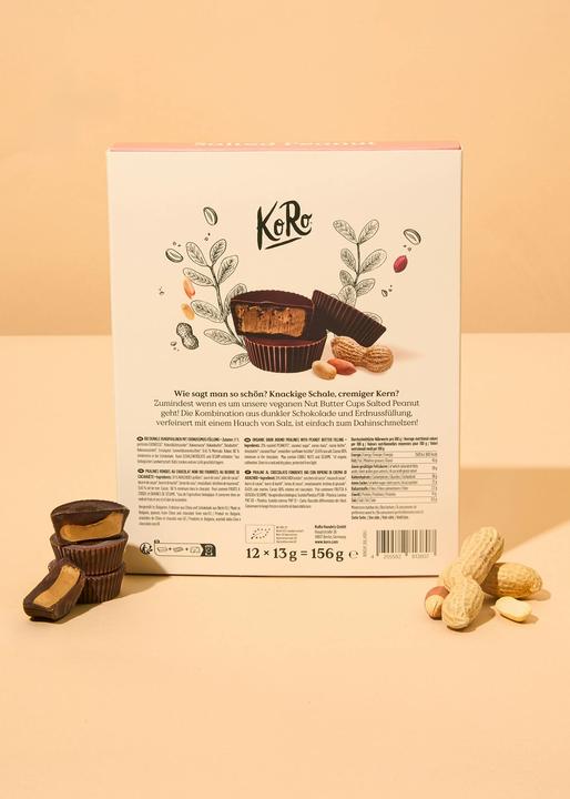 Produktbild KoRo Bio dunkle Rundpralinen mit Erdnussmus-Füllung (160 g)