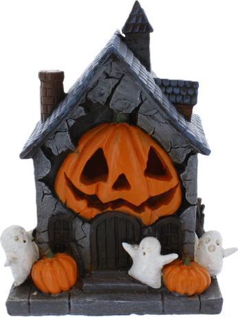MICA Living LED Halloweenhaus mit Kürbis - ca. 18 x 12,5 x 22 cm