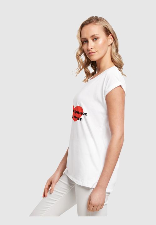 Produktbild Merchcode Ladies Peace - Red Heart White Extended Shoulder Tee - 161435 (S)