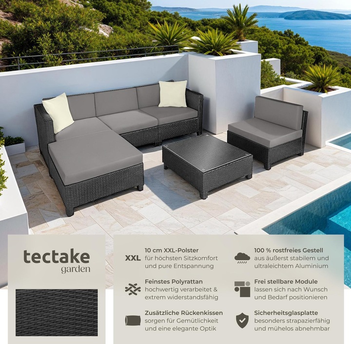 Immagine prodotto tectake set da giardino in rattan con telaio in alluminio, variante 2