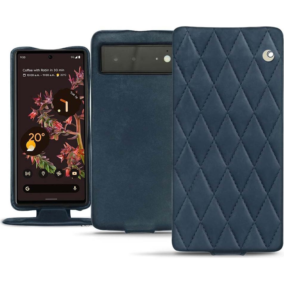 Noreve Lederschutzhülle vertikal (Google Pixel 6), Smartphone Hülle, Blau