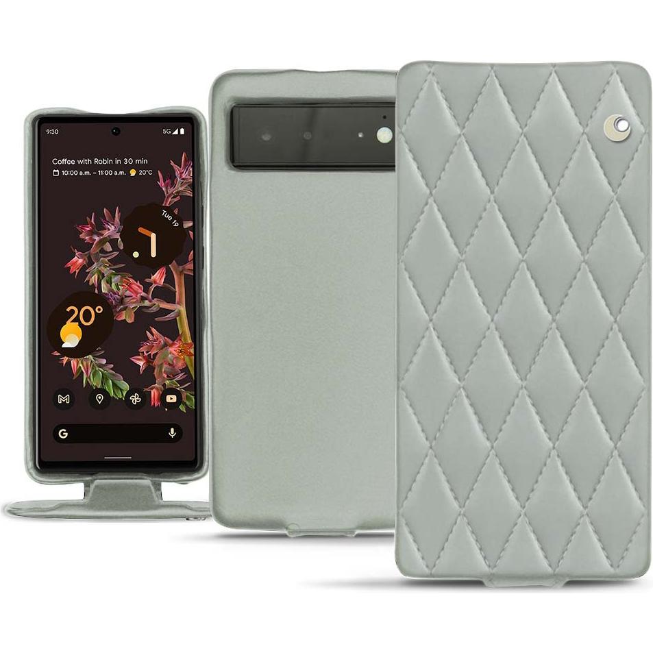 Noreve Lederschutzhülle vertikal (Google Pixel 6), Smartphone Hülle, Grau
