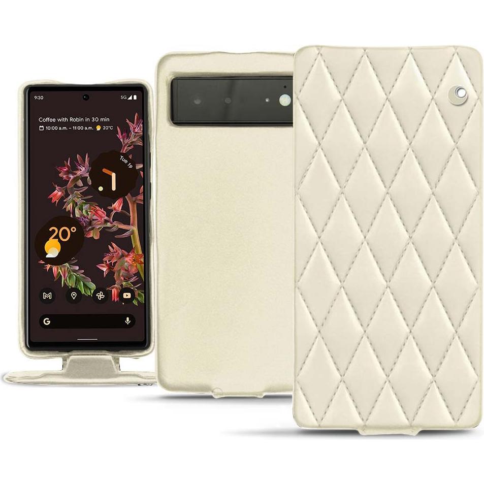 Noreve Lederschutzhülle vertikal (Google Pixel 6), Smartphone Hülle, Weiss