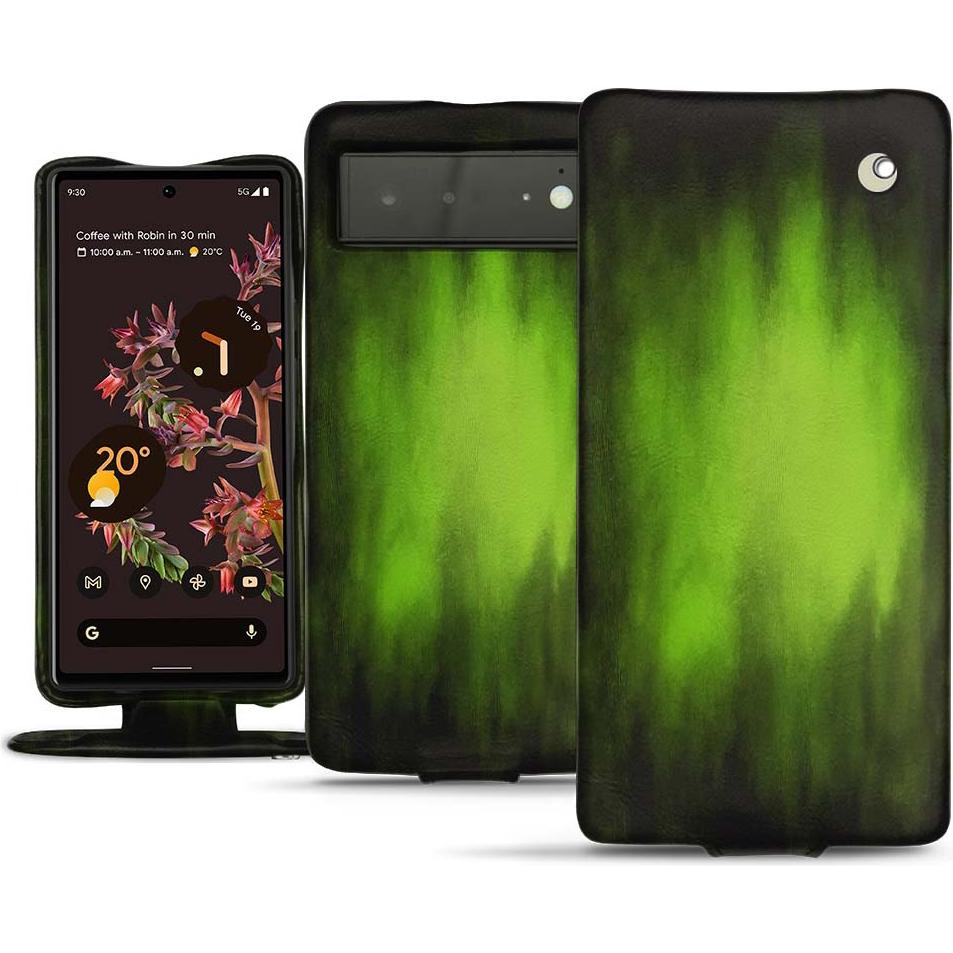 Noreve Lederschutzhülle vertikal (Google Pixel 6), Smartphone Hülle, Grün