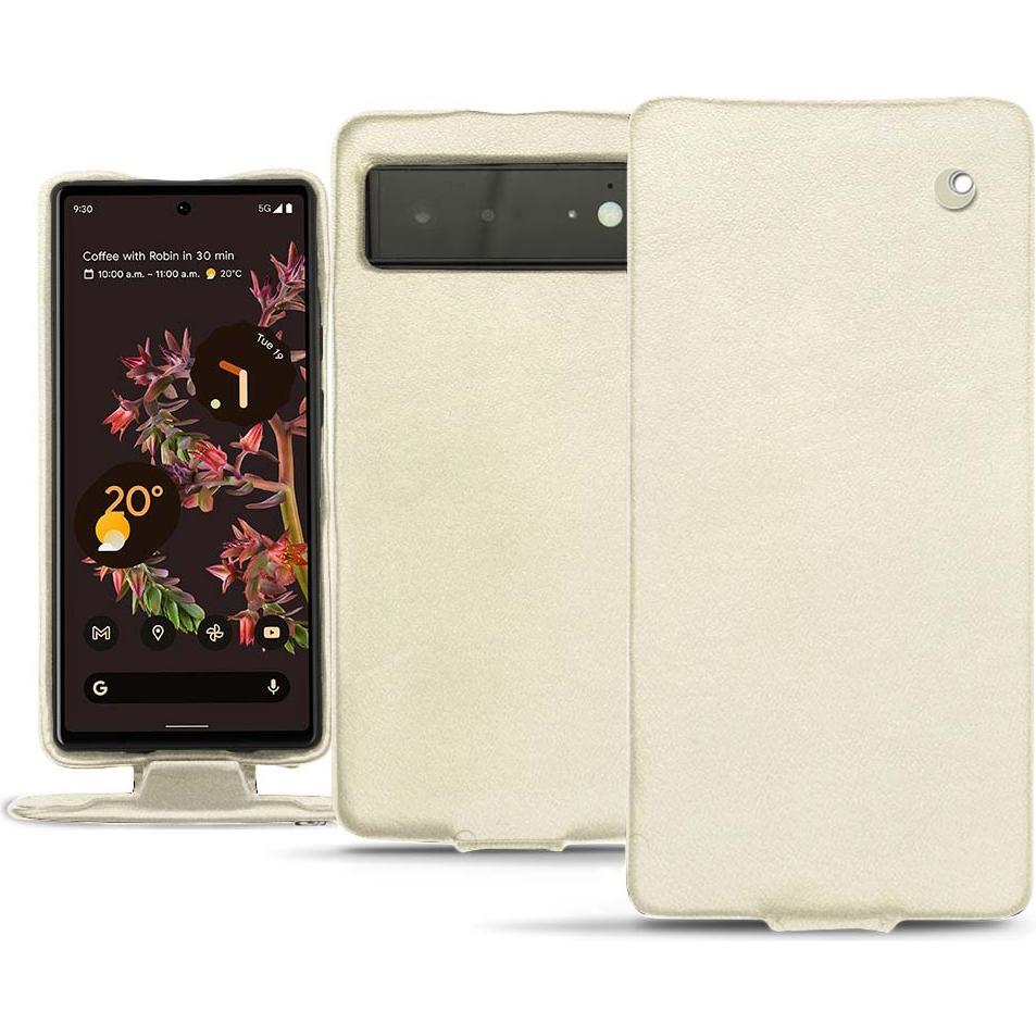 Noreve Lederschutzhülle vertikal (Google Pixel 6), Smartphone Hülle, Weiss