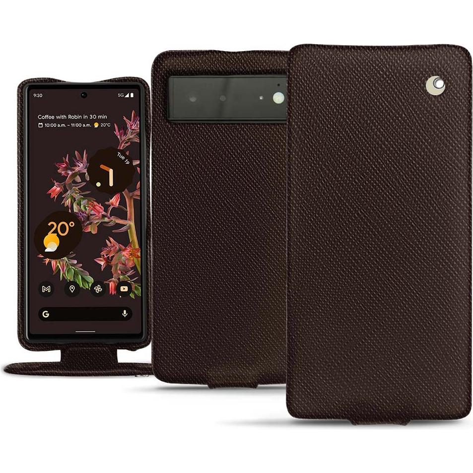 Noreve Lederschutzhülle vertikal (Google Pixel 6), Smartphone Hülle, Braun
