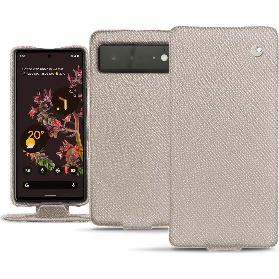 Thumbnail - Noreve Lederschutzhülle vertikal (Google Pixel 6), Smartphone Hülle, Beige
