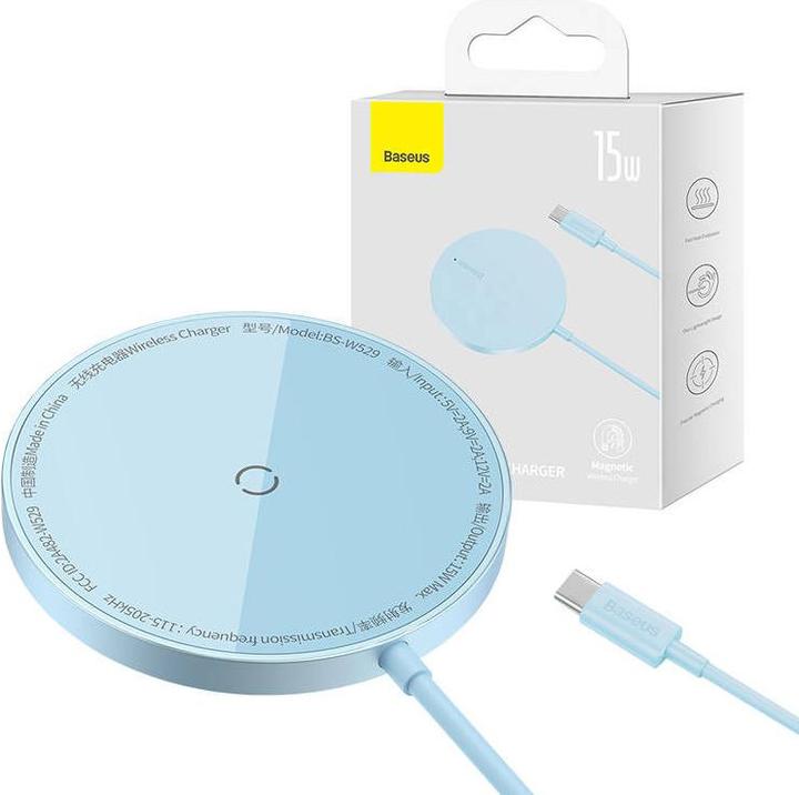 Image du produit Baseus Simple Mini3 Chargeur magnétique sans fil 15W Bleu Galaxie (15 W)