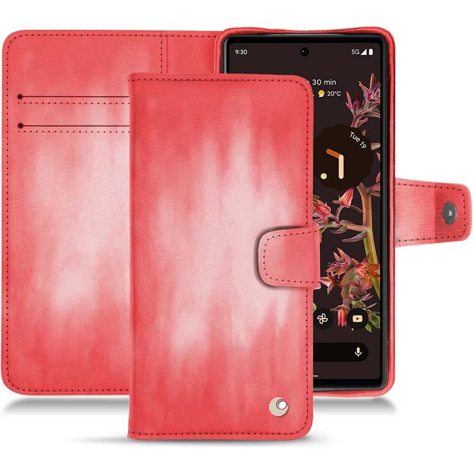 Noreve Lederschutzhülle Wallet (Google Pixel 6), Smartphone Hülle, Rosa
