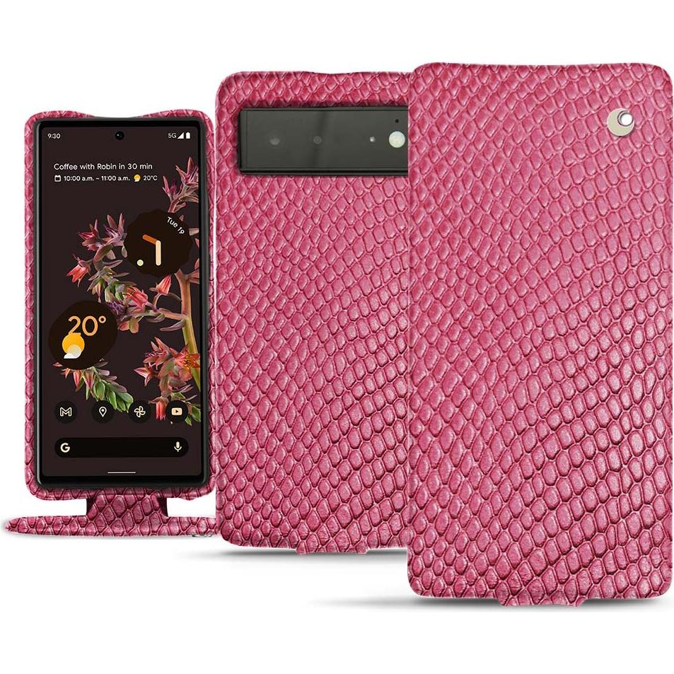 Noreve Lederschutzhülle vertikal (Google Pixel 6), Smartphone Hülle, Rosa