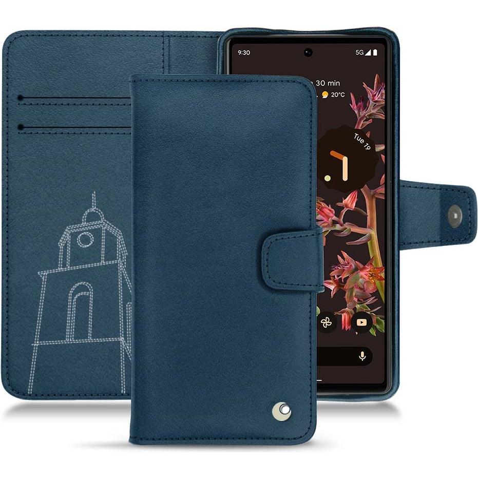 Noreve Lederschutzhülle Wallet (Google Pixel 6), Smartphone Hülle, Blau