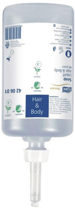 Immagine prodotto Tork Sapone liquido per capelli e corpo, shampoo e gel doccia, dispenser S1, qualità premium, 1 x 1000 ml (Sapone liquido, 1000 ml)