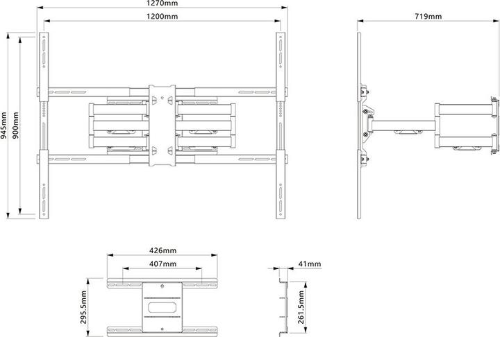 Image du produit Multibrackets Support mural 55-110", noir, capacité de charge 125 kg (Mur, 125 kg, 55" - 110")