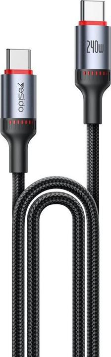 Actual product image Yesido Cable CA186 240W Type-C/Type-C 2m 5A, BLACK/BLACK (2 m, USB 2.0, 240 W)
