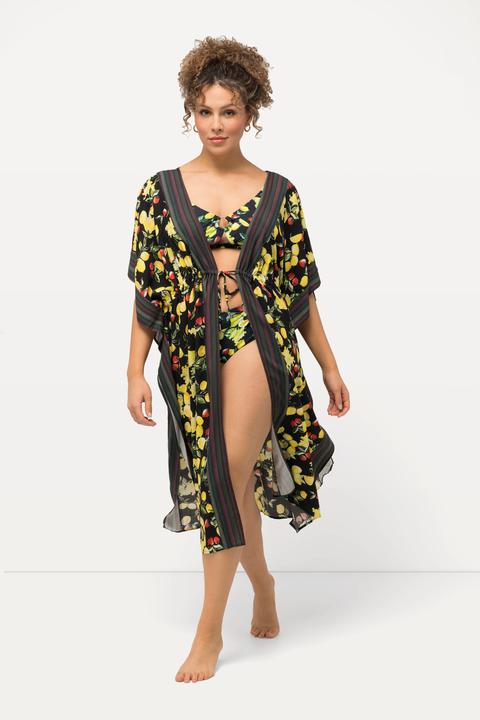 Image du produit Ulla Popken Caftan à motif citrons. Frise, encolure en V et manches courtes (58, 60, 62)