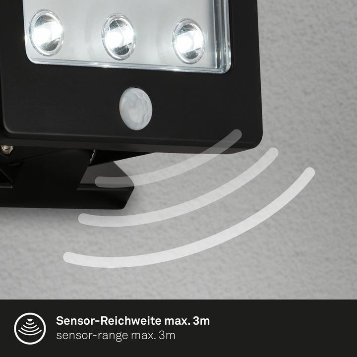Produktbild Briloner LED Aussenleuchte, Sensor, schwarz, 6xLED/0,06W