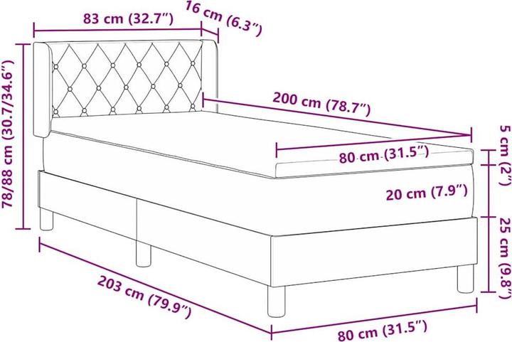 Produktbild vidaXL Boxspringbett (80 x 200 cm)