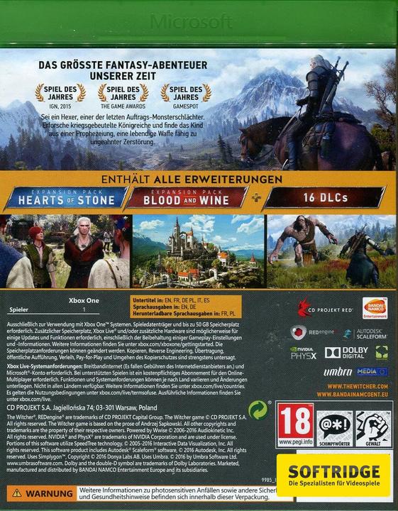 Actual product image Bandai Namco The Witcher 3: Wild Hunt (Xbox One X, Xbox Series X, Multilingual)