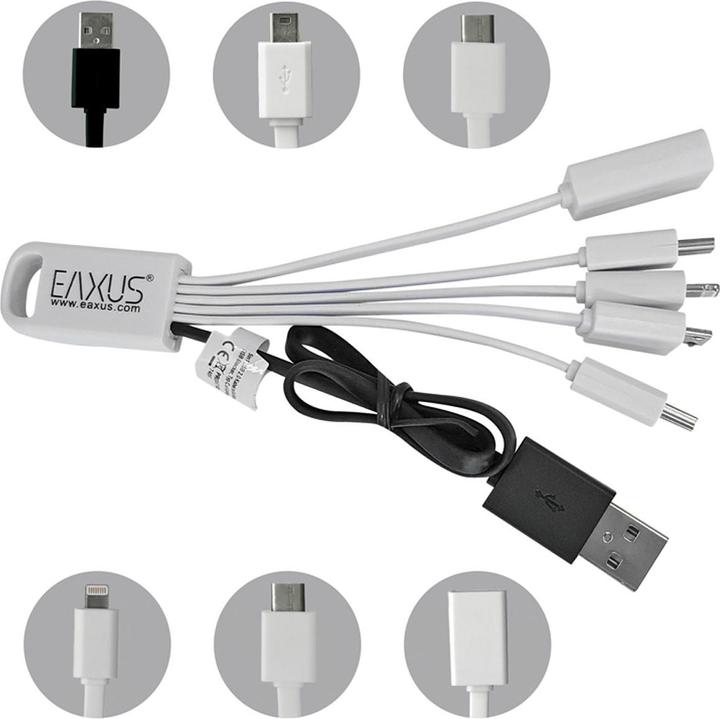 Actual product image Eaxus 5-in-1 USB cable with mini/micro and USB Type C connector, black (USB 2.0)