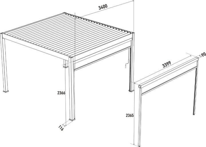 Produktbild Weide Sonnenrollo für Ventaris/ Pergola 3.60m Weiss (339.90 cm, 9 cm)