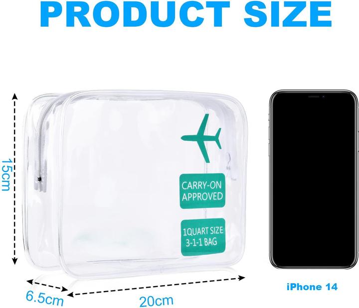 Produktbild Only-Bags.Store 2 Stück Kulturtasche Transparent, Flugzeug PVC Kosmetiktasche Wasserdicht (0.10 l)