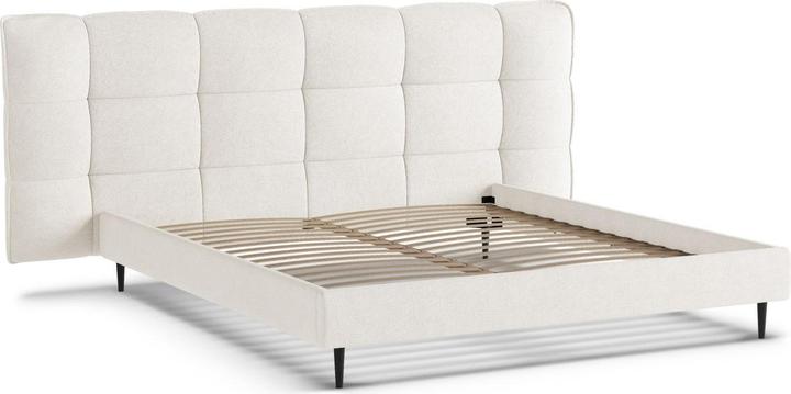 Actual product image Micadoni Boucle Storage Bed with Headboard, "Eric", Ivory, 220x230x114 Made in Europe (140 x 200 cm)