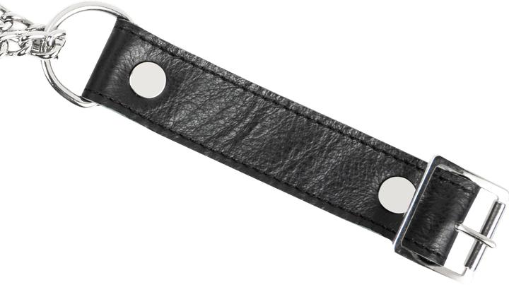 Actual product image Rimba Würgehalsband aus Leder mit O-Ring – Schwarz & Silber