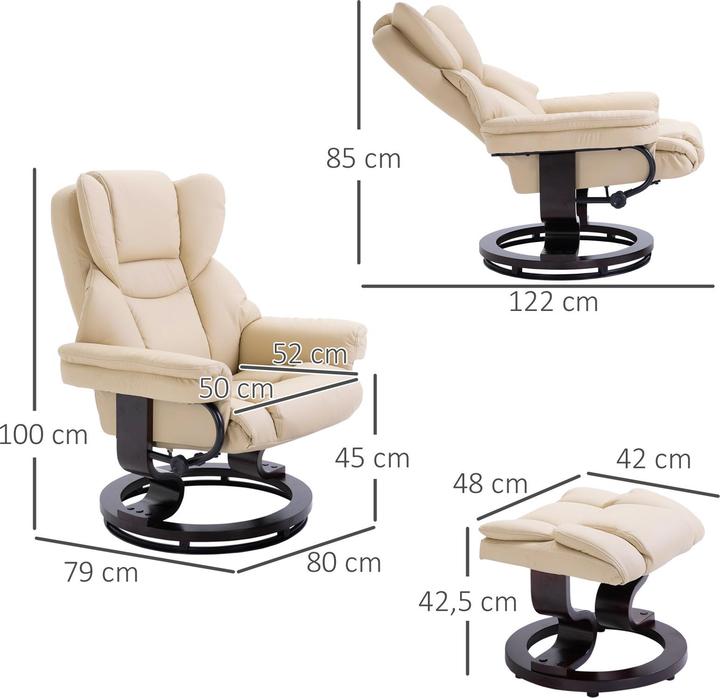 Immagine prodotto Swisshandel24 Poltrona reclinabile con sgabello, poltrona TV girevole, poltrona TV con funzione di reclinazione