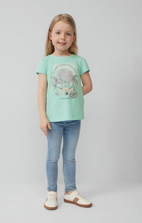 Produktbild S.Oliver T-Shirt Ausgestelltes T-Shirt mit Glitzerprint und Puffärmeln (140)