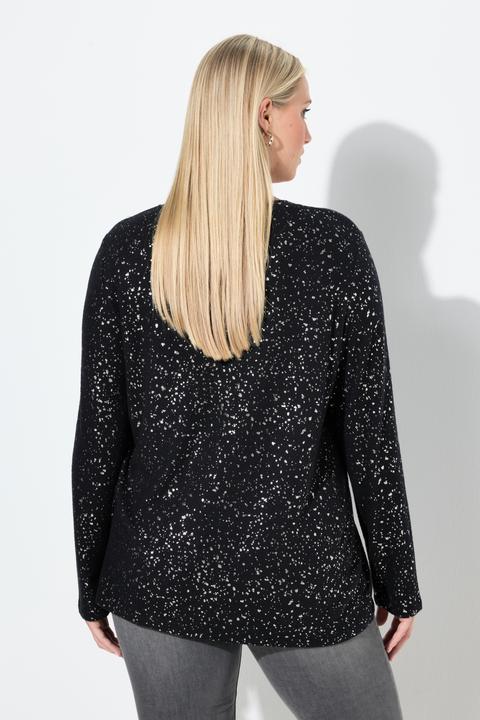 Produktbild Ulla Popken Sweatshirt, Metallic-Druck, V-Ausschnitt, Langarm (60)