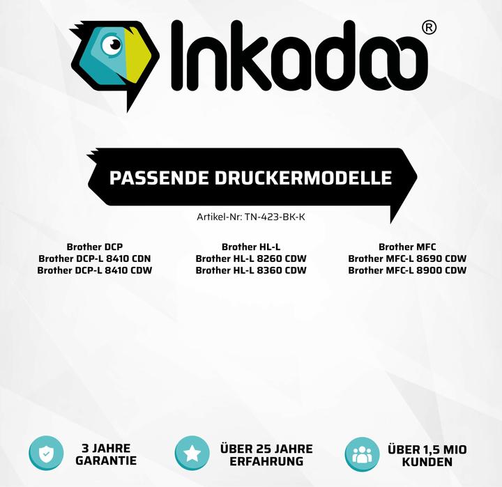 Image du produit Inkadoo Toner Compatible pour Brother TN-423 MFC-L 8900 Series HL-L 8260 DCP-L 8410 Series (CF)