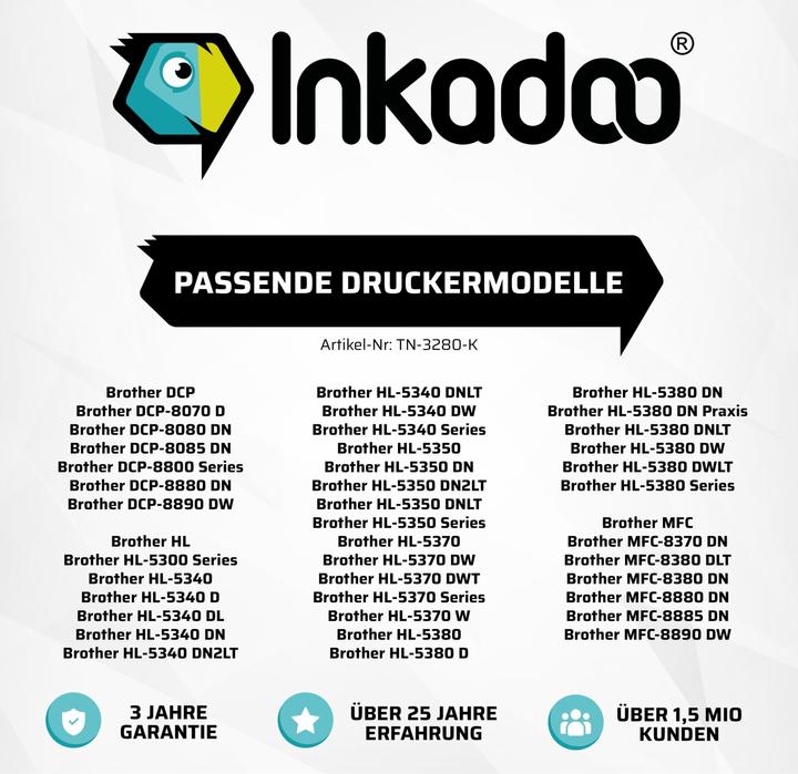 Actual product image Inkadoo compatible toner as replacement for Brother TN-3280 suitable for Brother DCP-8070 DCP-8080 DCP-8085 (FC)