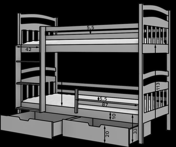 Actual product image ADRK Furniture Bunk Bed Double ADA 200x90 (200cm x 90cm)
