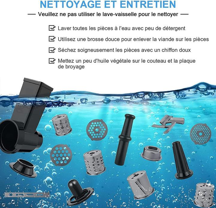 Image du produit Coocheer Hachoir électrique multifonction avec accessoires pour viande et légumes