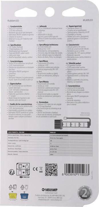 Actual product image Velamp LED Gummi-Taschenlampe, wasserdicht, mit Handschlaufe