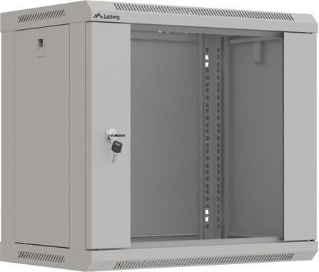 Produktbild Lanberg Wandmontierte Schrank 19 9HE 540x350 graue mit Glastüren (FLAT PACK) (10.86 HE, 19 Zoll Rack)
